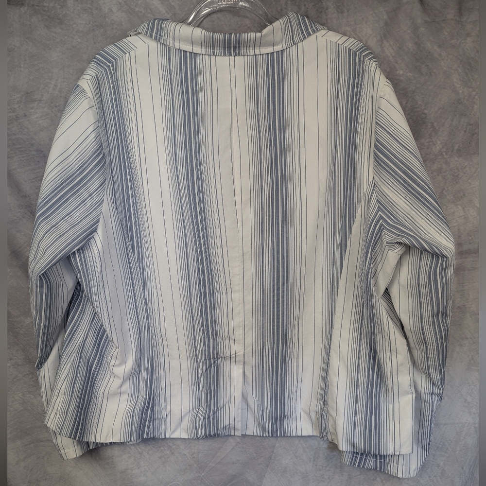 Pendleton Plus Cotton Gray/White Striped Blazer N… - image 2